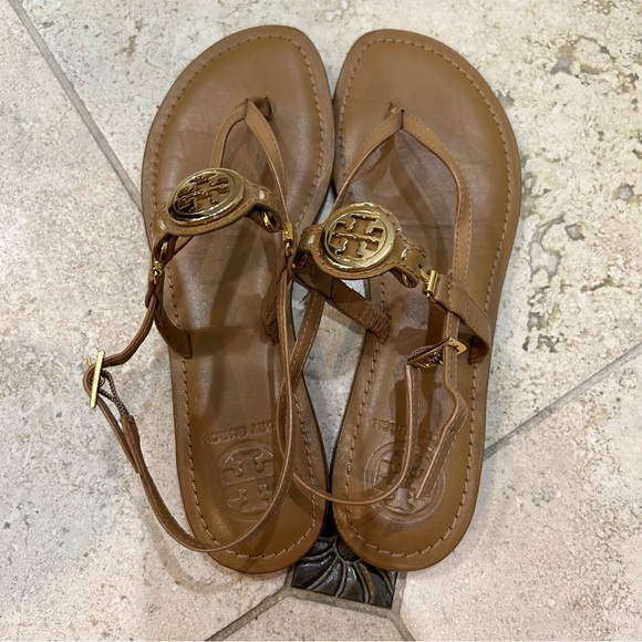 Tory Burch Slingback sandals in tan with logo size 7.5 - Picture 5 of 9